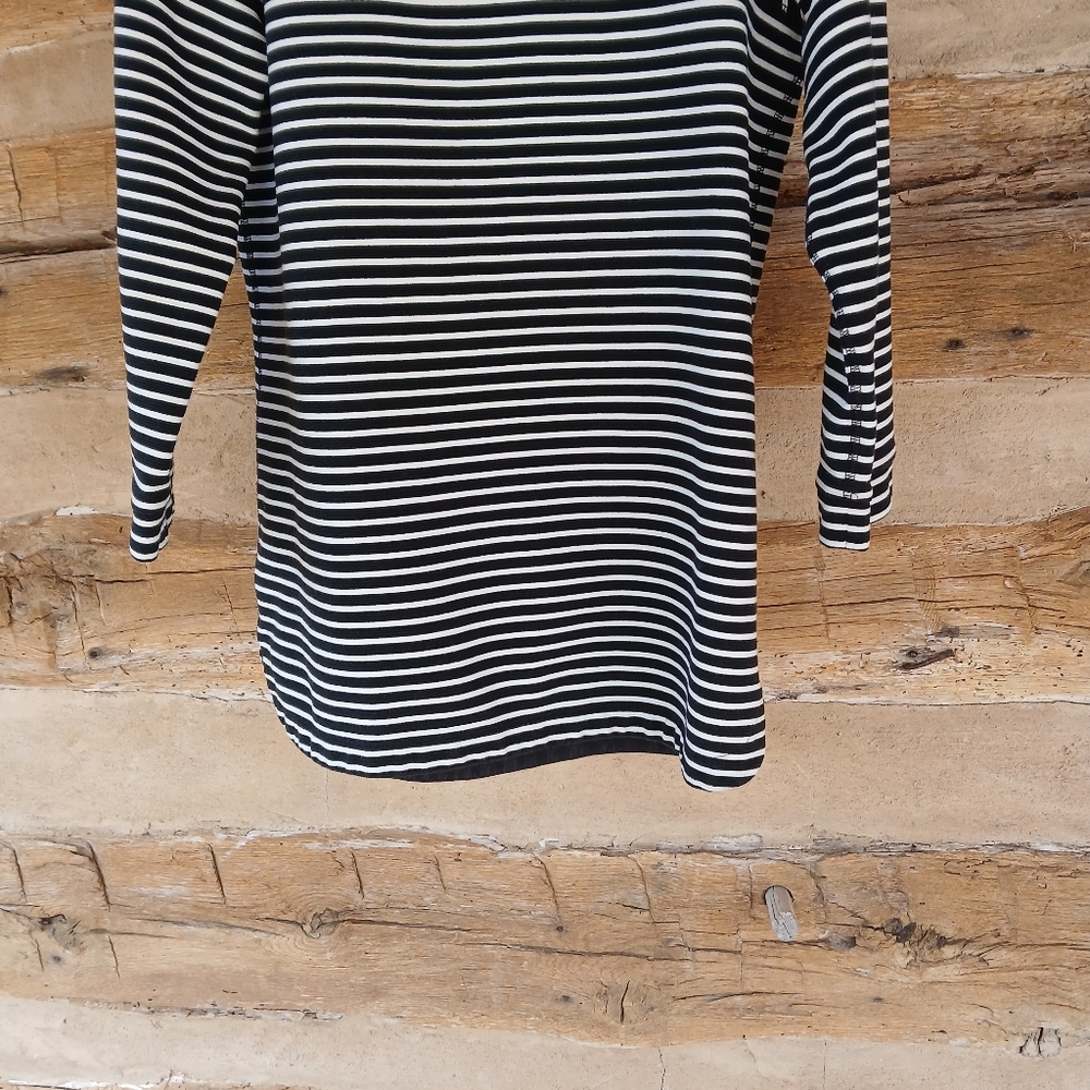 Lands' End Black Striped Raglan Sleeve Tunic Medium - Picture 7 of 10